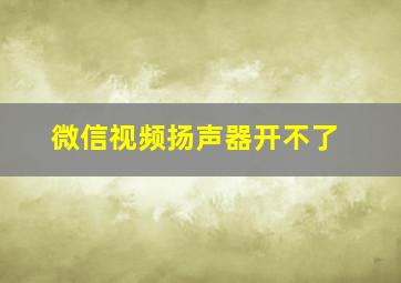 微信视频扬声器开不了