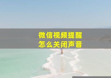 微信视频提醒怎么关闭声音