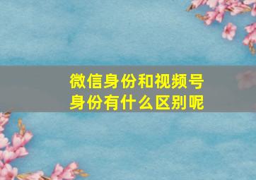 微信身份和视频号身份有什么区别呢