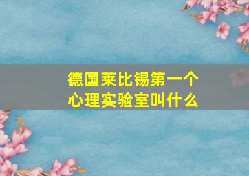 德国莱比锡第一个心理实验室叫什么