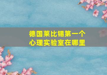 德国莱比锡第一个心理实验室在哪里