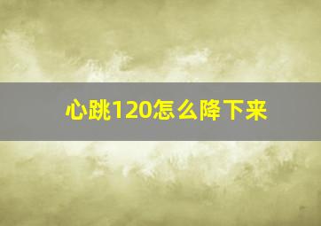 心跳120怎么降下来