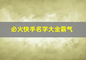 必火快手名字大全霸气