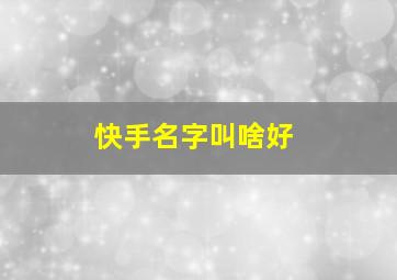 快手名字叫啥好