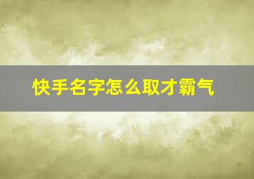 快手名字怎么取才霸气