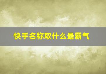 快手名称取什么最霸气