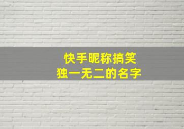 快手昵称搞笑独一无二的名字