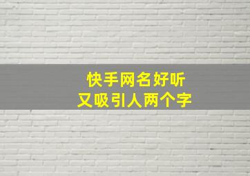 快手网名好听又吸引人两个字