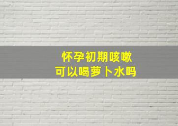 怀孕初期咳嗽可以喝萝卜水吗