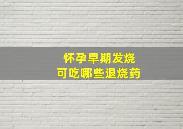 怀孕早期发烧可吃哪些退烧药