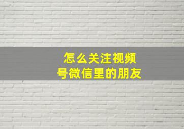 怎么关注视频号微信里的朋友