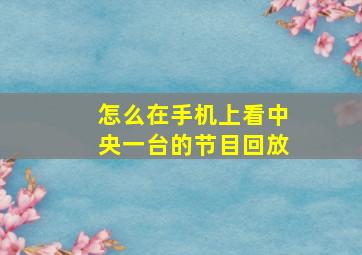 怎么在手机上看中央一台的节目回放