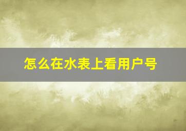 怎么在水表上看用户号