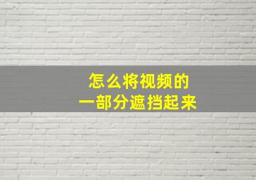 怎么将视频的一部分遮挡起来