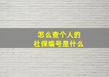 怎么查个人的社保编号是什么