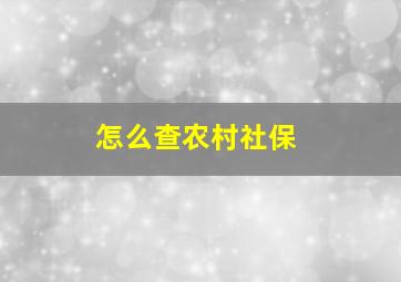 怎么查农村社保