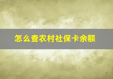 怎么查农村社保卡余额