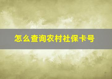 怎么查询农村社保卡号