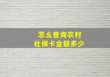 怎么查询农村社保卡金额多少