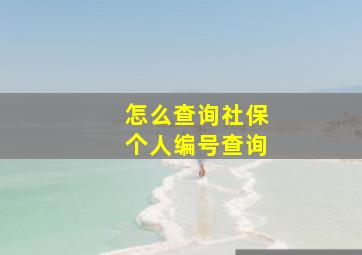 怎么查询社保个人编号查询