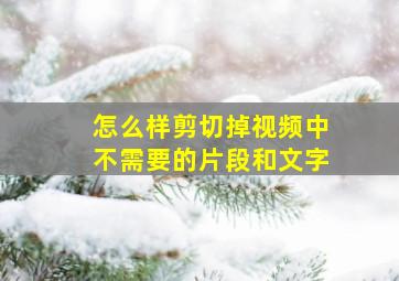 怎么样剪切掉视频中不需要的片段和文字