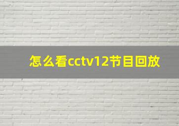 怎么看cctv12节目回放