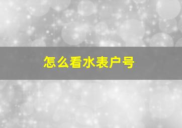 怎么看水表户号