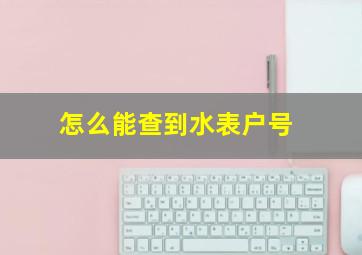 怎么能查到水表户号