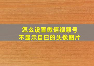 怎么设置微信视频号不显示自已的头像图片