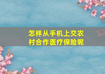 怎样从手机上交农村合作医疗保险呢