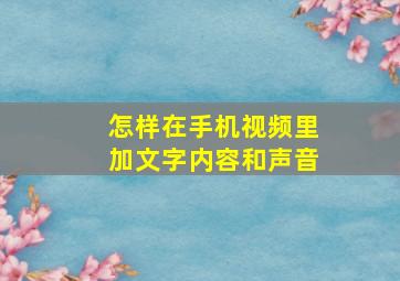 怎样在手机视频里加文字内容和声音