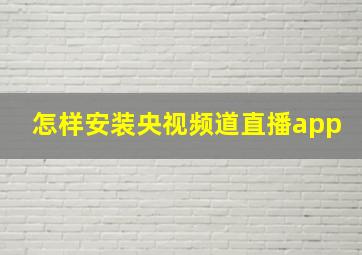 怎样安装央视频道直播app