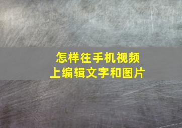 怎样往手机视频上编辑文字和图片