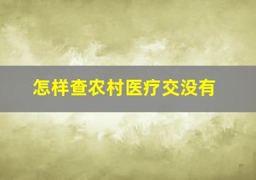 怎样查农村医疗交没有