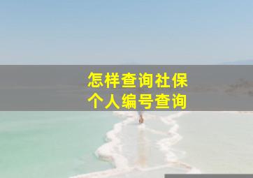 怎样查询社保个人编号查询