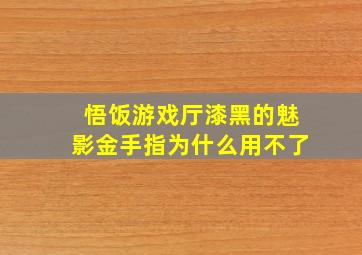 悟饭游戏厅漆黑的魅影金手指为什么用不了