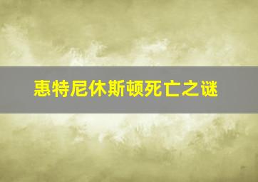 惠特尼休斯顿死亡之谜