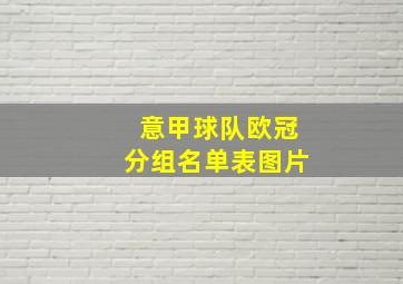 意甲球队欧冠分组名单表图片