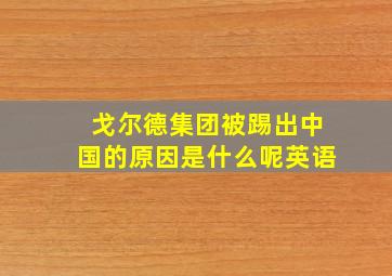 戈尔德集团被踢出中国的原因是什么呢英语