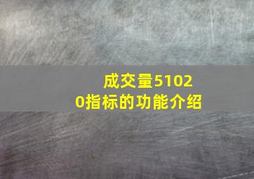 成交量51020指标的功能介绍