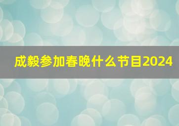 成毅参加春晚什么节目2024