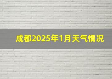 成都2025年1月天气情况