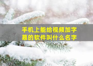 手机上能给视频加字幕的软件叫什么名字