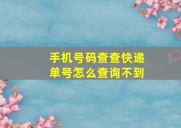 手机号码查查快递单号怎么查询不到