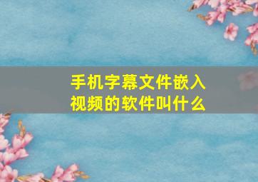 手机字幕文件嵌入视频的软件叫什么