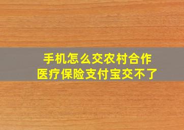 手机怎么交农村合作医疗保险支付宝交不了