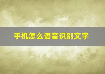 手机怎么语音识别文字