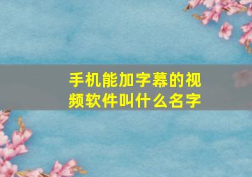 手机能加字幕的视频软件叫什么名字