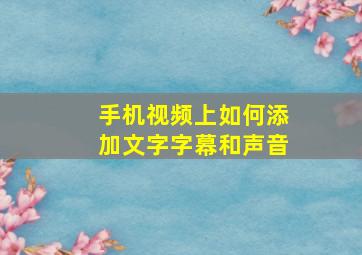 手机视频上如何添加文字字幕和声音