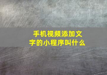 手机视频添加文字的小程序叫什么